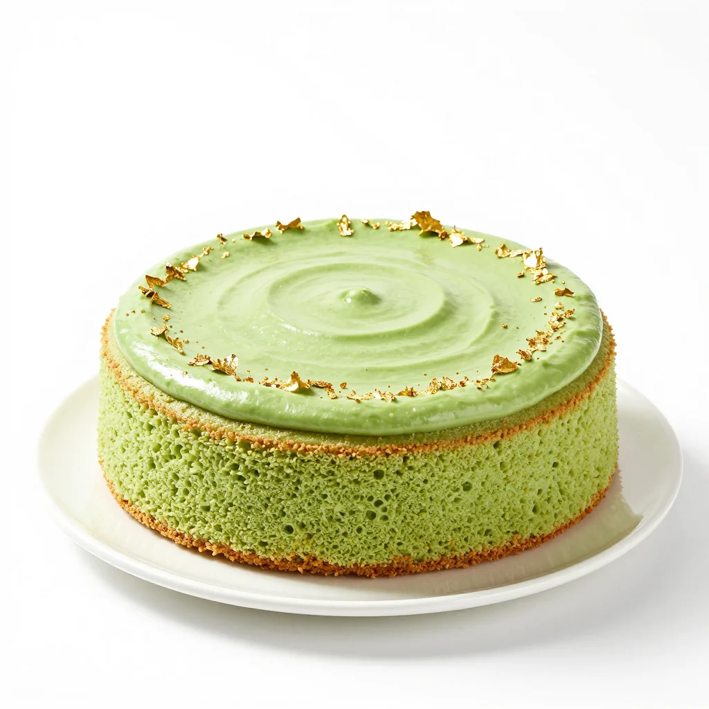 Handcrafted Matcha Green Tea Sponge Cake with Whipped Cream and Fresh Berries